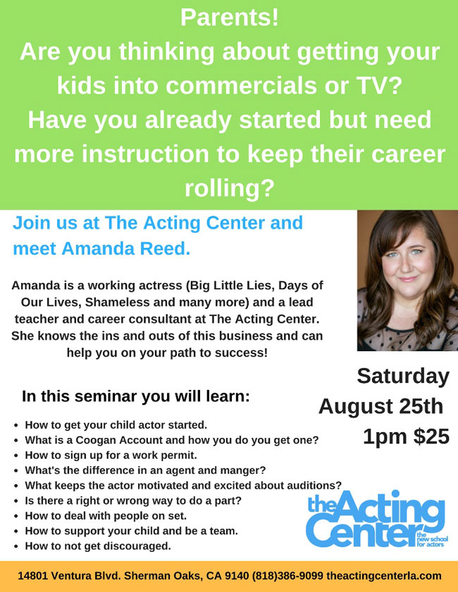 Career Seminar for Parents Thinking About Getting Their Kids into Commercials, Film or TV Career Seminar for Parents Thinking About Getting Their Kids into Commercials, Film or TV